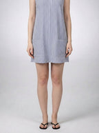 Women's Striped A-Line Knee Length Dress with Scoop Neck
