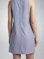 Women's Striped A-Line Knee Length Dress with Scoop Neck