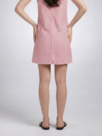Women's Striped A-Line Knee Length Dress with Scoop Neck
