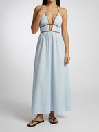 Women's Striped Halter Neck Summer Maxi Dress