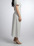 Women's Striped Short Sleeve Ruched Wedding Guest Maxi Dress with Boat Neck