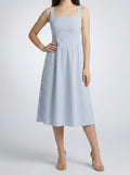 Women's Striped Square Neck Sleeveless Midi Dress