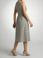 Women's Striped Square Neck Sleeveless Midi Dress