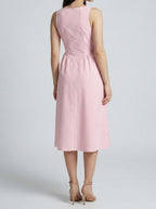 Women's Striped Square Neck Sleeveless Midi Dress