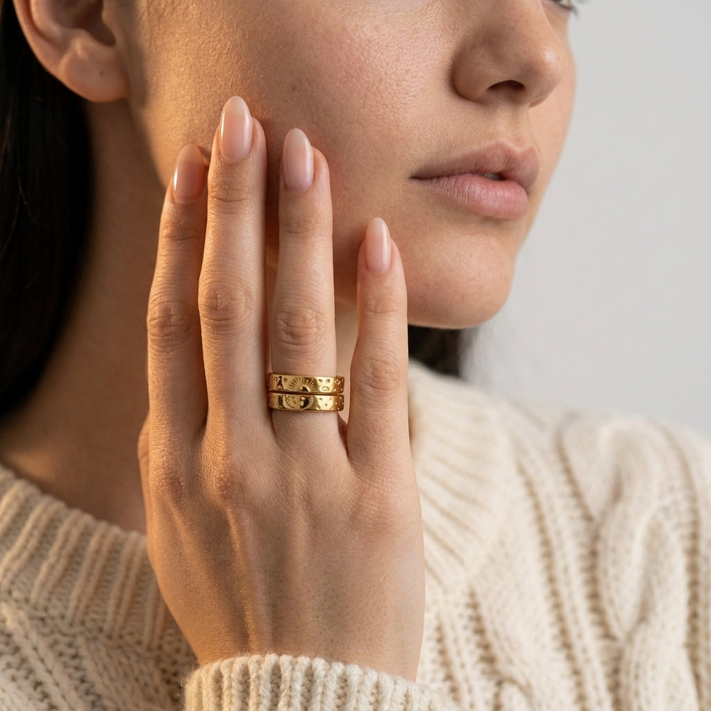 Women's Sun Moon Ring Set