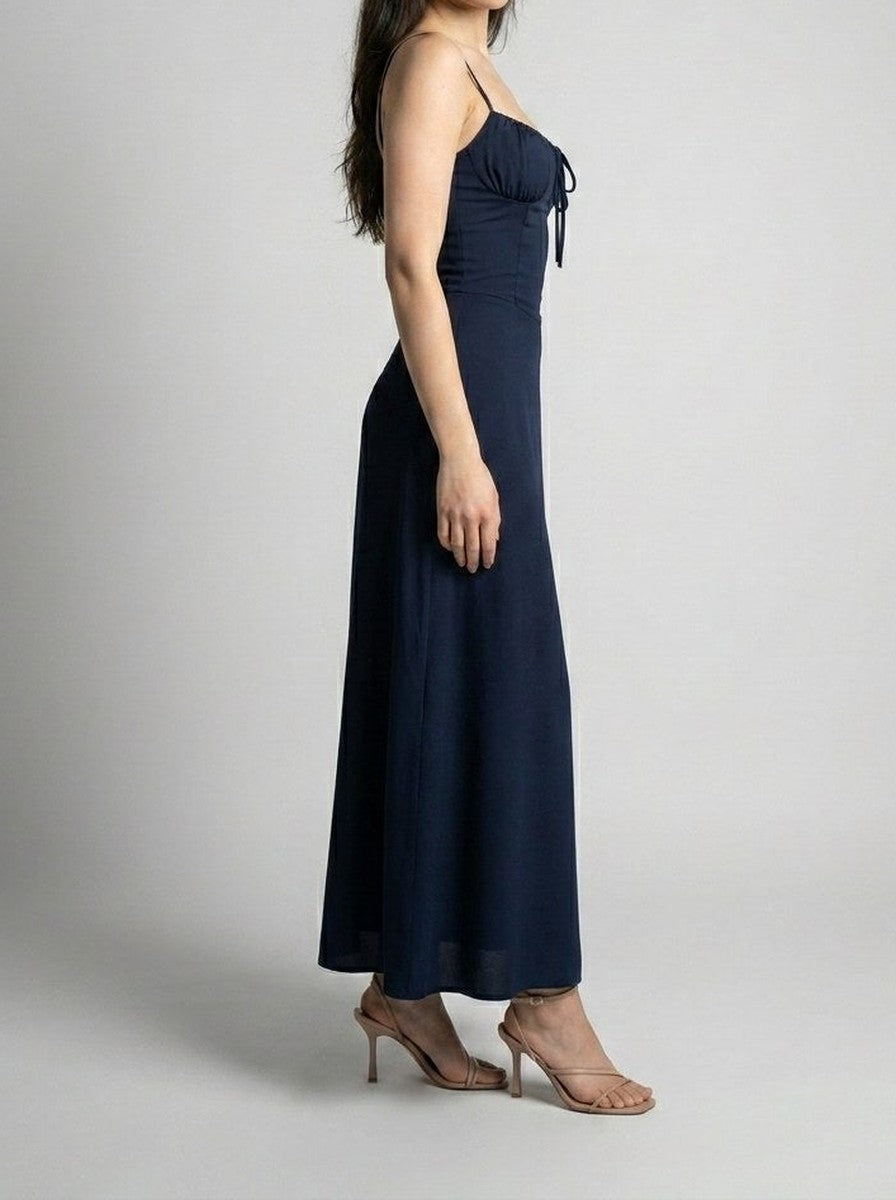 Women's Sweetheart Ruched Wedding Guest Maxi Dress with Spaghetti Straps