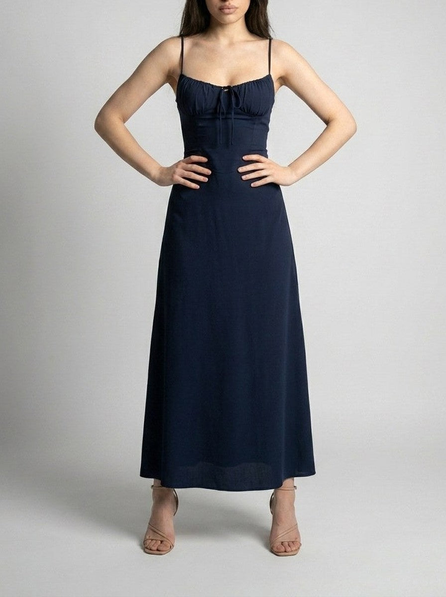 Women's Sweetheart Ruched Wedding Guest Maxi Dress with Spaghetti Straps