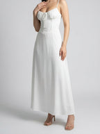 Women's Sweetheart Ruched Wedding Guest Maxi Dress with Spaghetti Straps