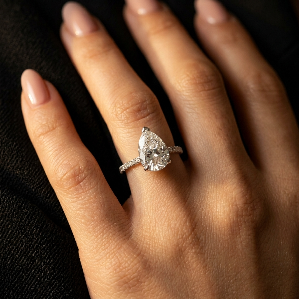 Women's Teardrop Crystal Ring