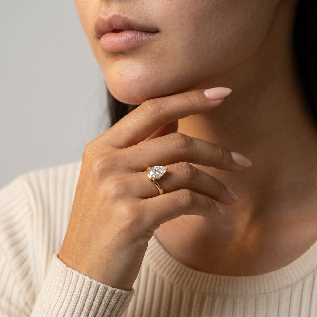 Women's Teardrop Crystal Solitaire Ring
