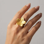Women's Textured Flower Ring