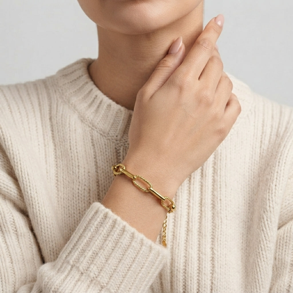Women's Textured Paperclip Chain Bracelet