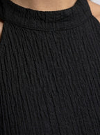 Women's Textured Sleeveless Maxi Dress with Halter Neck