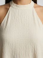 Women's Textured Sleeveless Maxi Dress with Halter Neck