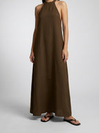 Women's Textured Sleeveless Maxi Dress with Halter Neck