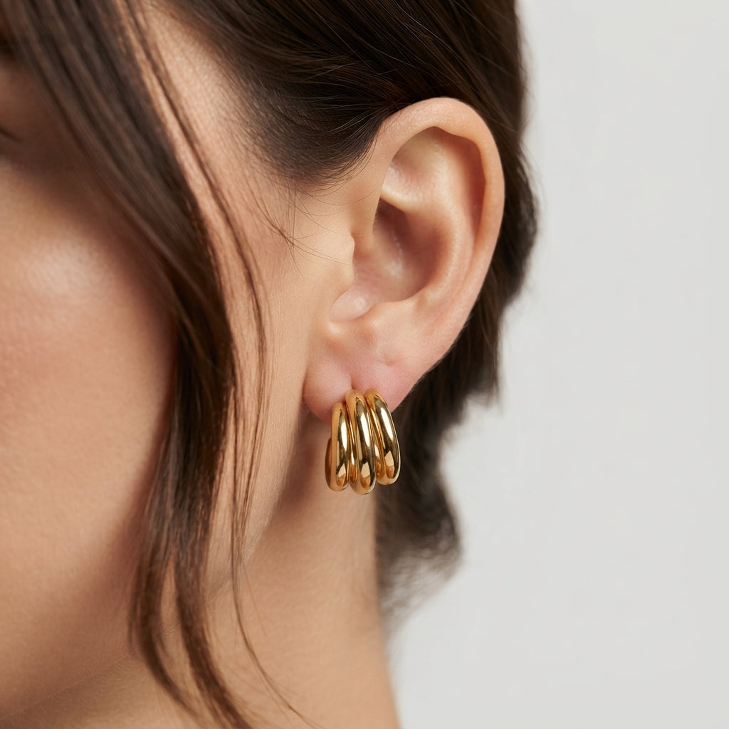 Women's Triple Hoop Earrings