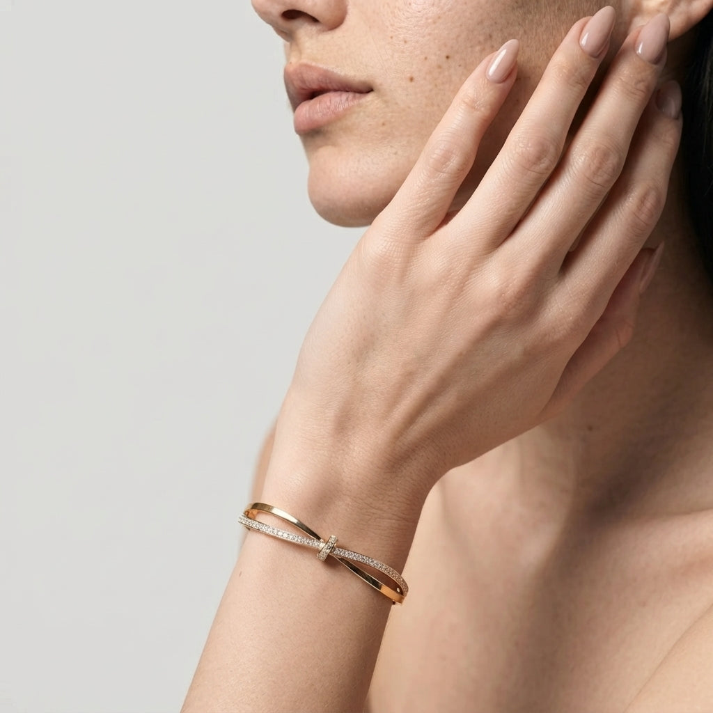 Women's Twist Crystal Bangle Bracelet