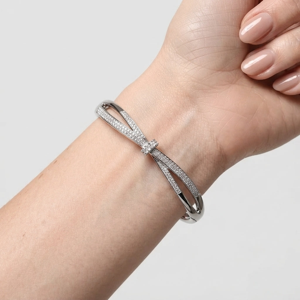 Women's Twist Crystal Bangle Bracelet