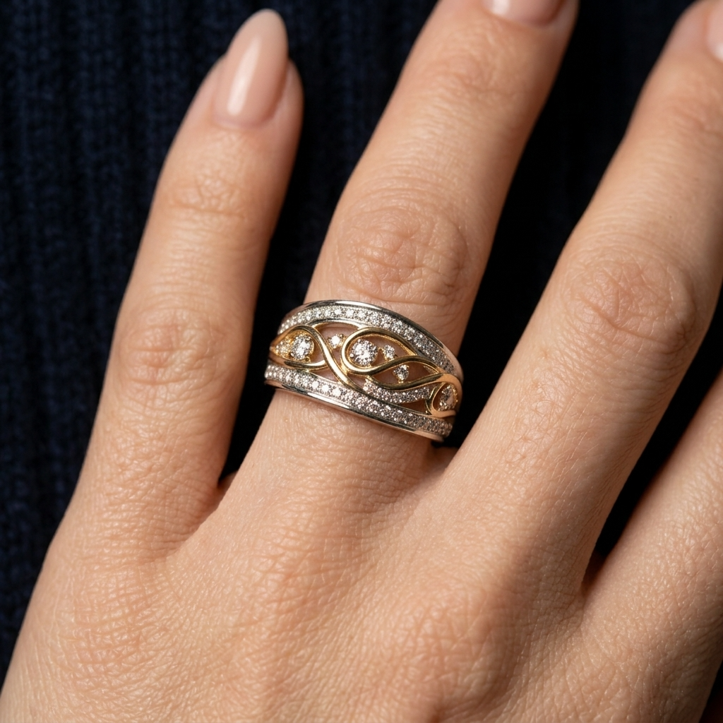 Women's Vine Crystal Ring