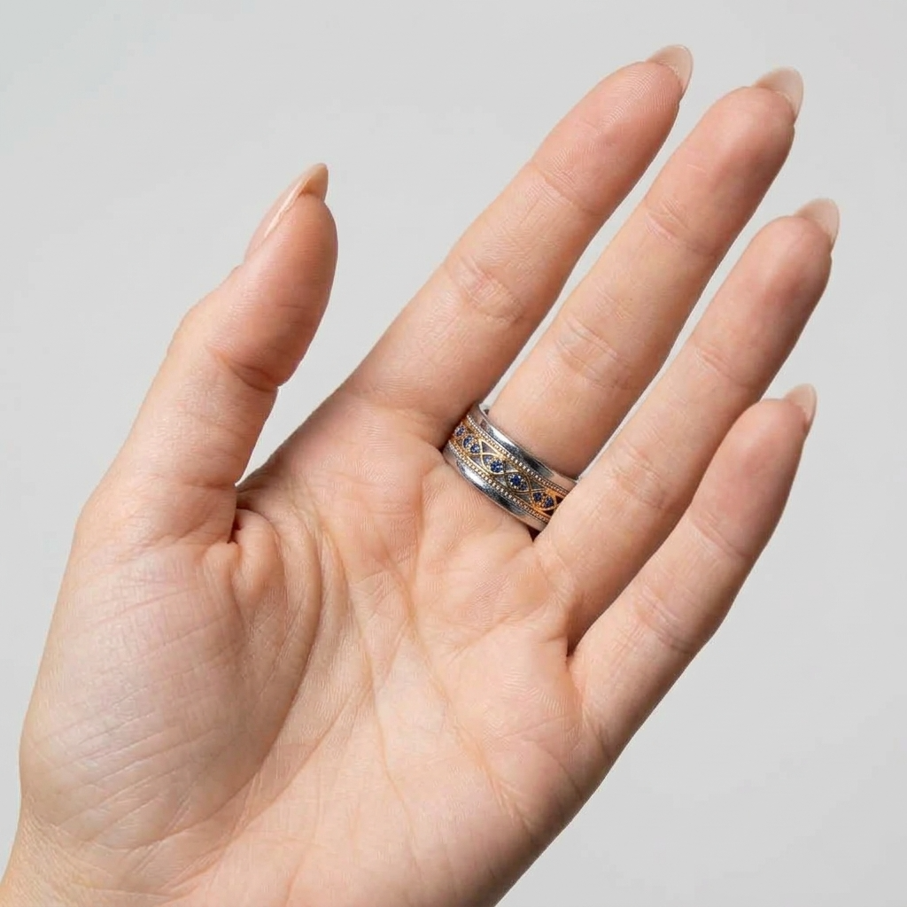Women's Wide Blue Stone Ring