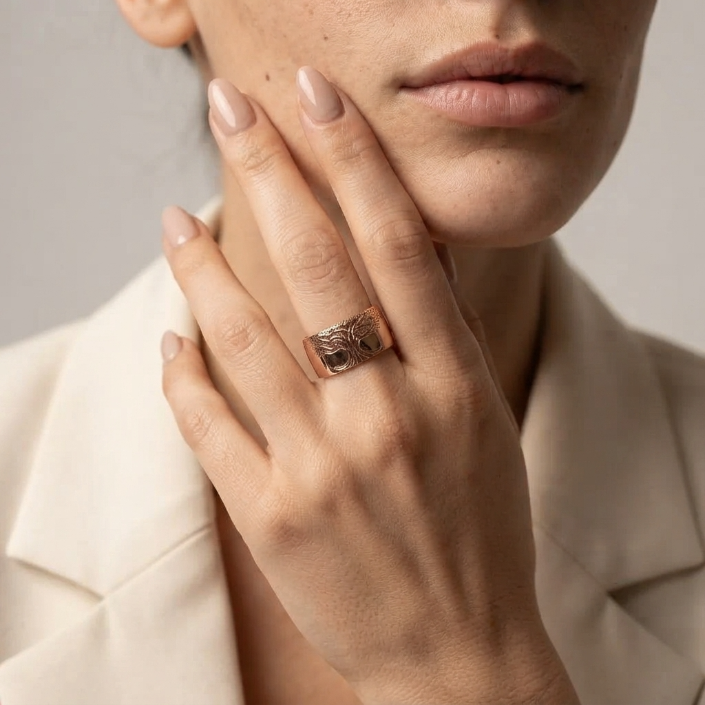 Women's Wide Engraved Ring