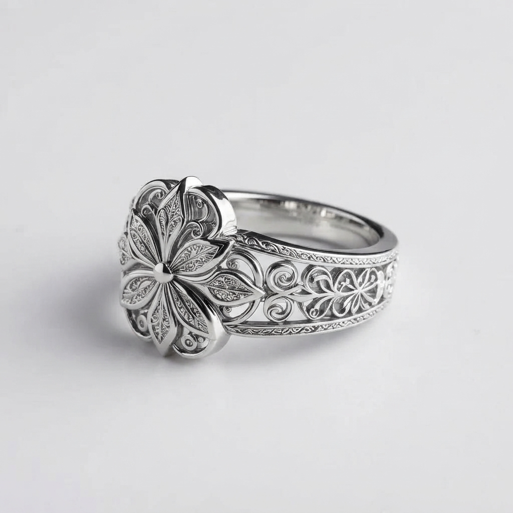 Women's Wide Floral Ring