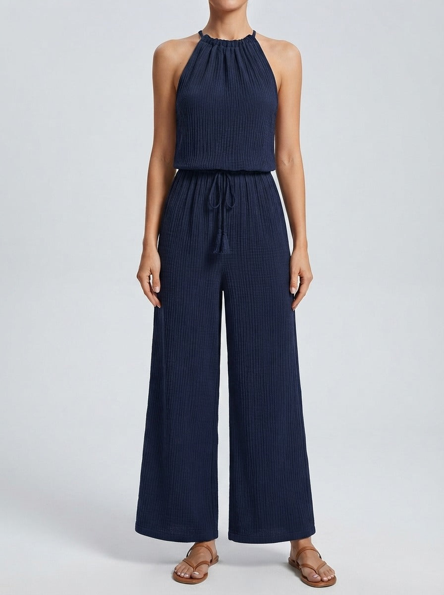 Women's Wide Leg Jumpsuit with Halter Neck