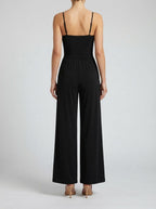 Women's Wide Leg Jumpsuit with Wrap V-Neck