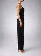 Women's Wide Leg Jumpsuit with Wrap V-Neck