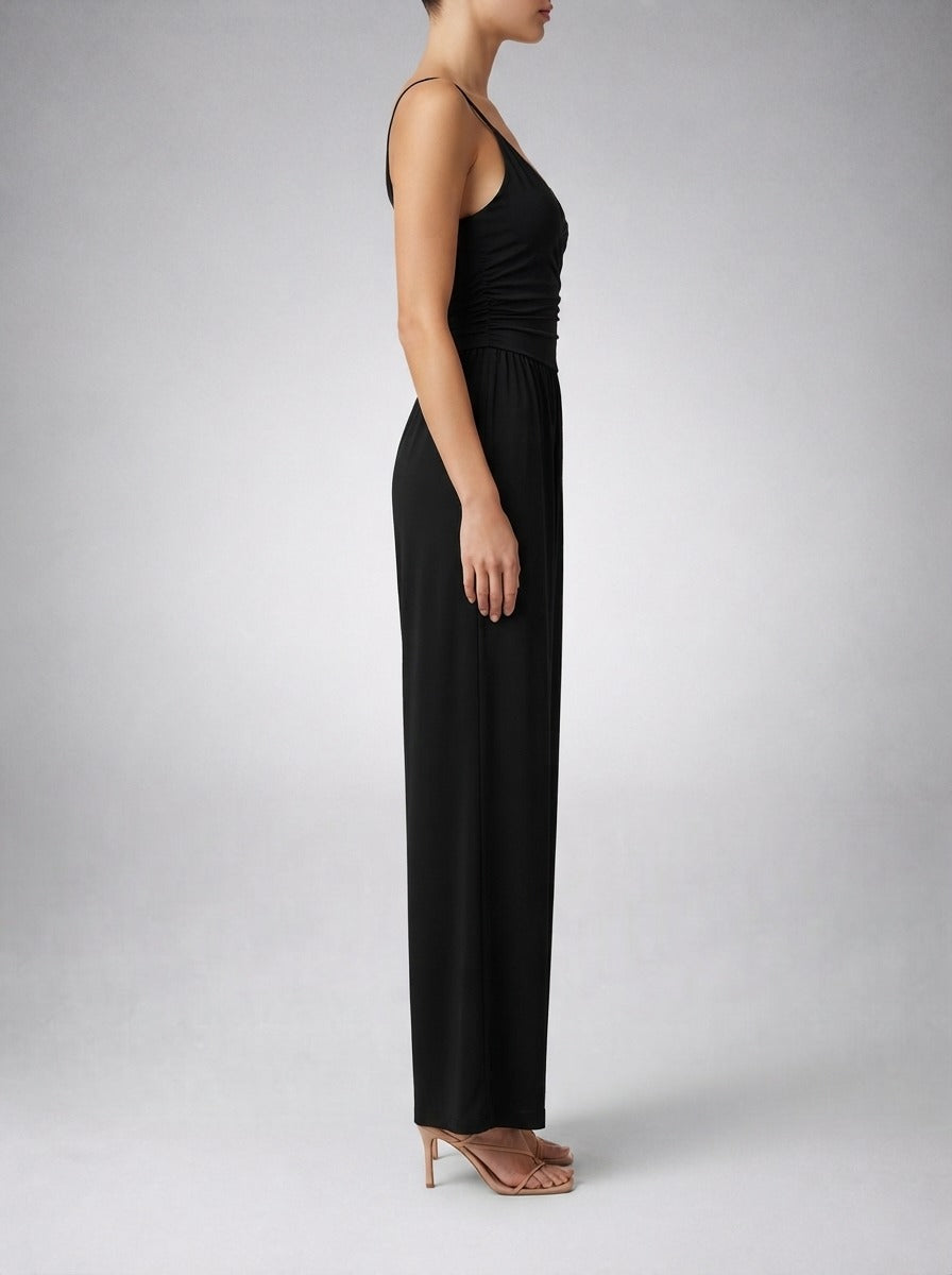 Women's Wide Leg Jumpsuit with Wrap V-Neck