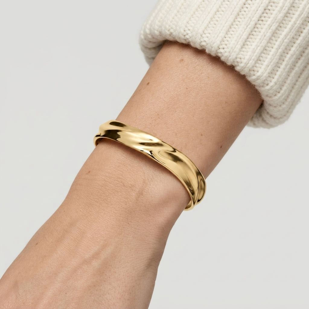 Women's Wide Wave Cuff Bangle