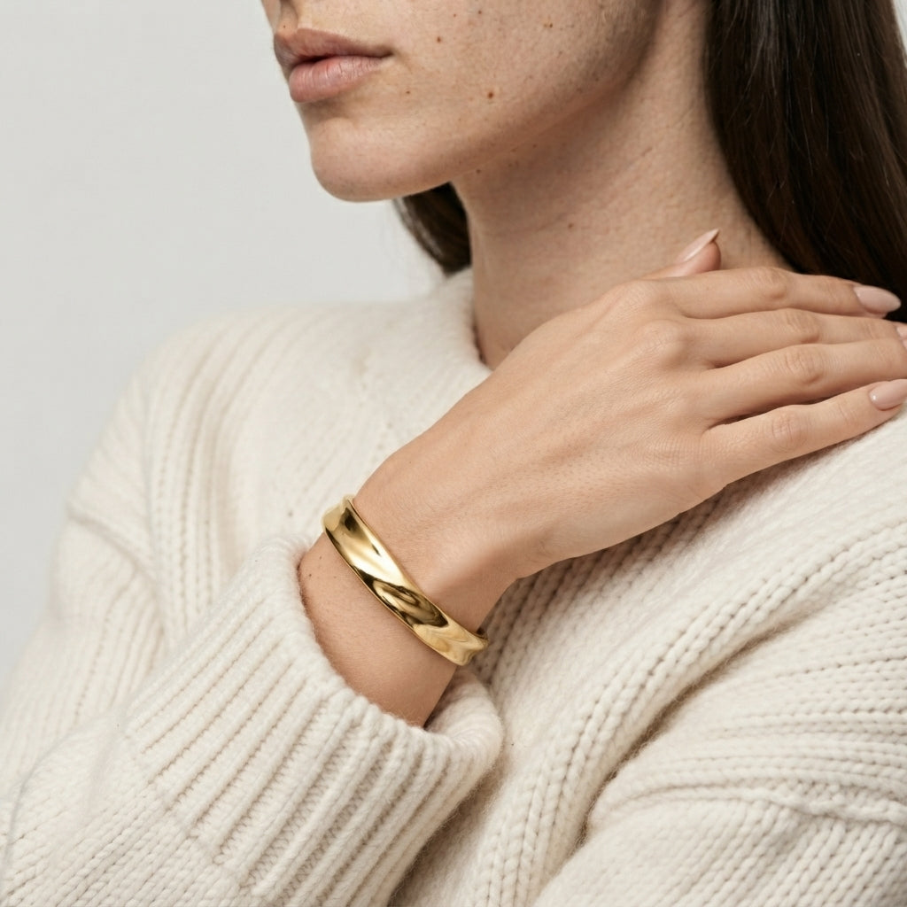 Women's Wide Wave Cuff Bangle