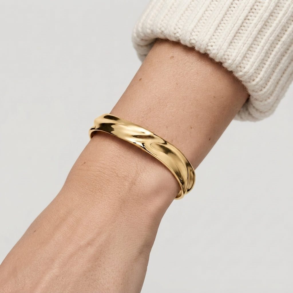 Women's Wide Wave Cuff Bangle
