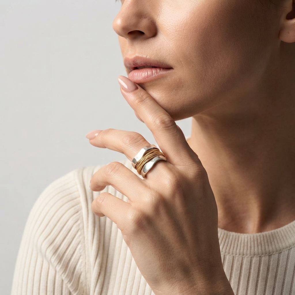Women's Wire Wrapped Wide Ring